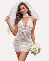 Lace Halter Chemise Dress